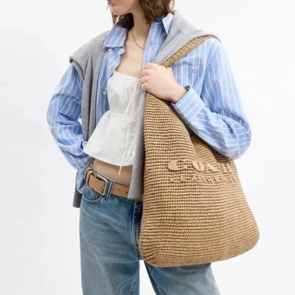 COACH Women's Straw Brooklyn Shoulder Bag 39 - Picture 2 of 2
